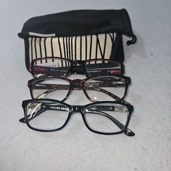 FOSTER GRANT Glasses Lot +1.25 OPTX Black Tortoise - Picture 1 of 9